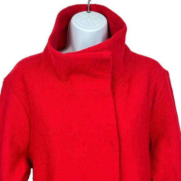 Cynthia Rowley Red Boiled Wool Blend Hidden Snap Closures Jacket Size Large - Picture 12 of 14